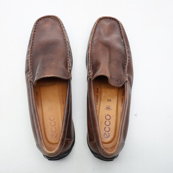 Ecco Classic Moc 2 Driving Loafers Men's Size EU 45 Brown Leather Slip On Shoes - Picture 8 of 10